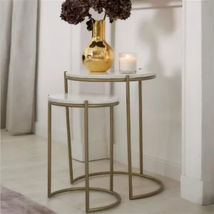 Ronay Dekoratif Gold Zigon Sehpa Seti